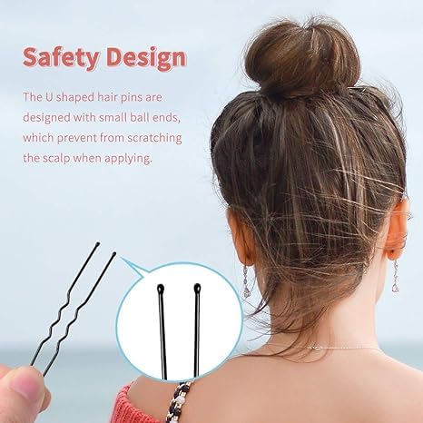 Rinpoche Stylish Waved UShaped Juda Hairpins Bun Bobby Pins Hair Clips Hair Styling Accessories Clips for Womens and Girls Black Pack Of 384 pcs - Image 3