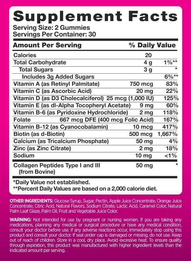 PINK Multivitamin Gummies for Women | Non-GMO & Gluten Free | Plus Collagen & Biotin | Mixed Berry Flavor - Image 2