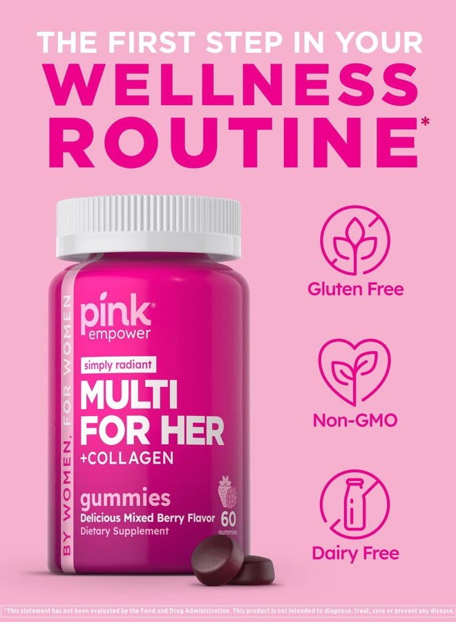 PINK Multivitamin Gummies for Women | Non-GMO & Gluten Free | Plus Collagen & Biotin | Mixed Berry Flavor - Image 4