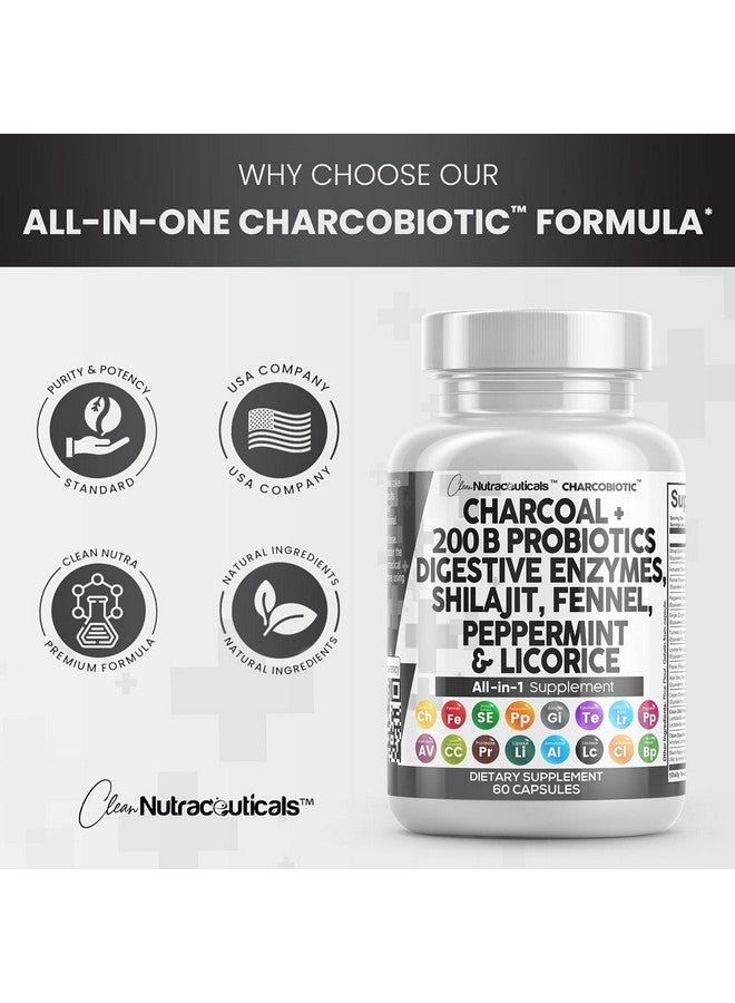 Clean Nutraceuticals Clean Nutra Activated Charcoal Capsules Shilajit 5000mg Pills Probiotic 200 Billion + Digestive Enzymes for Digestive Health with Peppermint Fennel Licorice Papain Ginger Turmeric | Gut Health - Image 4