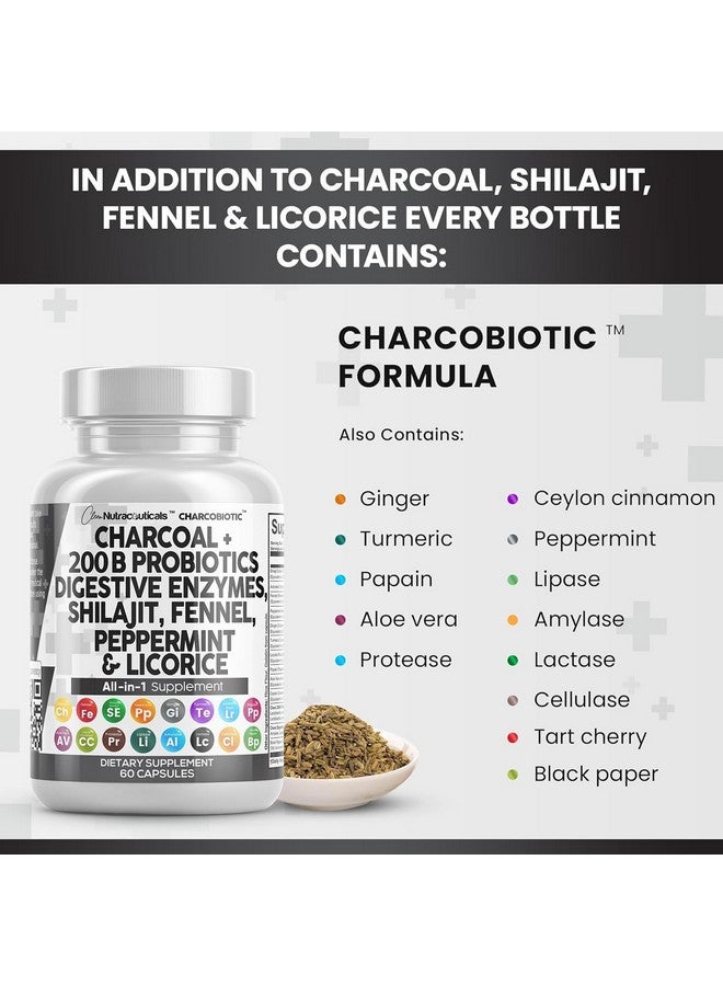 Clean Nutraceuticals Clean Nutra Activated Charcoal Capsules Shilajit 5000mg Pills Probiotic 200 Billion + Digestive Enzymes for Digestive Health with Peppermint Fennel Licorice Papain Ginger Turmeric | Gut Health - Image 5