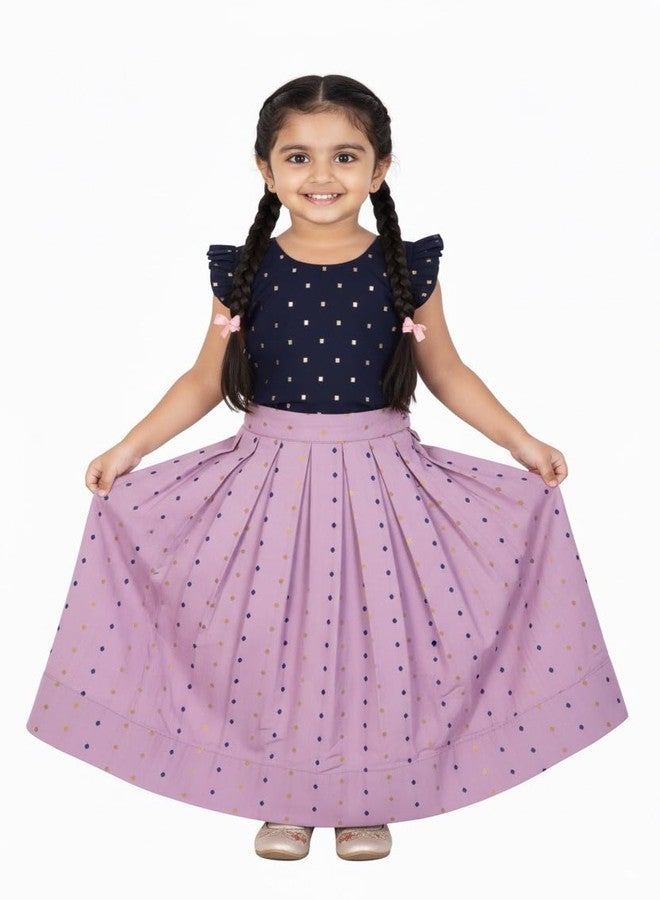 COMRATE Baby Girls South Indian Readymade Traditional Pattu Pavadai Tapeta Silk Lehenga Choli Dress For Kids - Image 2