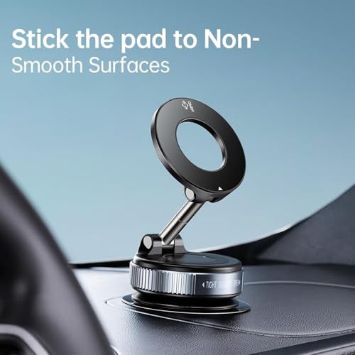 ls lapster Lapster Magneto M2 Magnetic Phone Holder with Vacuum Suction 360° Rotation | Universal Car Mount for Dashboard, Gym, Mirror & Shower | Hands-Free Mobile Stand Compatible with All Smartphones. - Image 2