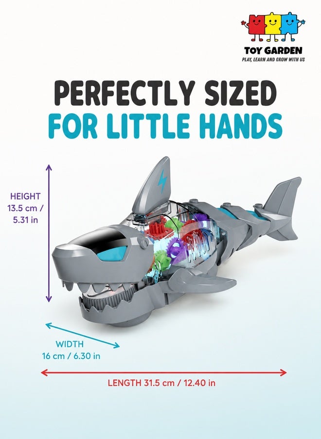 TOY GARDEN Electric Shark Toy – Moving Mouth, Colorful Lights, and Sound of Waves | Sea Animal Gear Toy for Toddlers with Clear Gearing Effect - Image 4