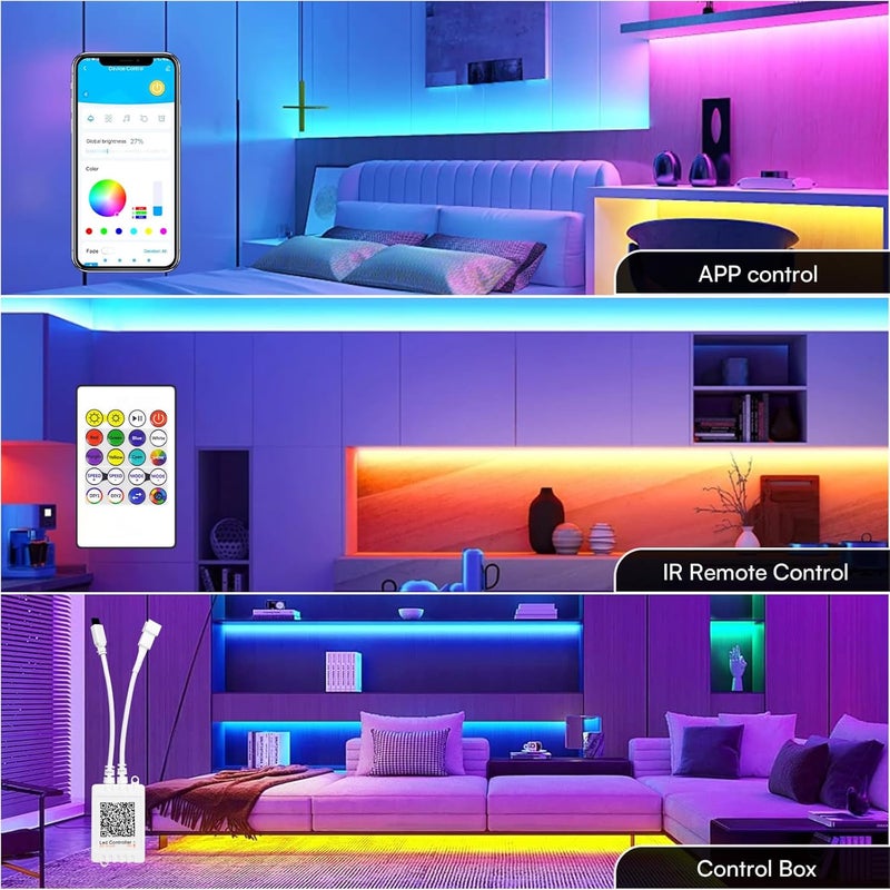 GUPUP 16.4ft COB RGB Smart IC LED Strip Lights,Addressable Color Chasing Strip Light, 24V 2880 LEDs Multicolor Flexible Tape Lighting Kit with APP Control &Music Mode, for TV,Bedroom,Party Decoration - Image 3