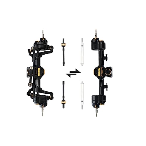 RCAWD Fourth Version Brass SCX24 Portal Axles Wide Axle Highly Rigid Driveshaft Thickened Screws for Axial 124 SCX24 Series Front Rear Portal Axle Upgrades Parts Black - Image 1