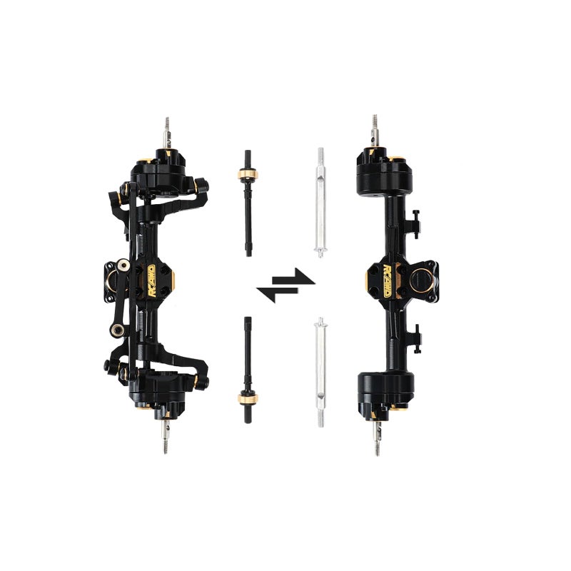 RCAWD Fourth Version Brass SCX24 Portal Axles Wide Axle Highly Rigid Driveshaft Thickened Screws for Axial 124 SCX24 Series Front Rear Portal Axle Upgrades Parts Black - Image 3