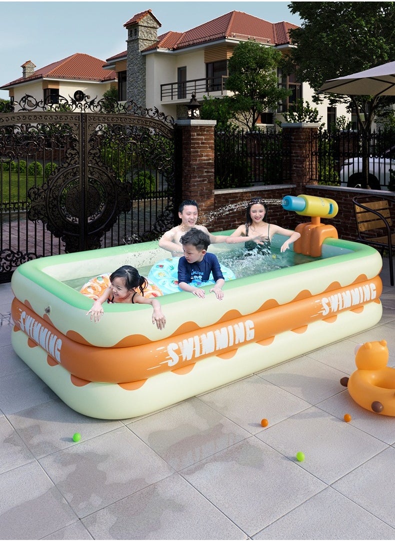 Jorunb Inflatable Swimming Pool with Slide and Canopy, Inflatable Swimming Pool for Kids and Adults, for Backyard Outdoor Indoor Lounge Garden（Swimming pool+Slide+Sun Shade+Water gun）  - Image 2