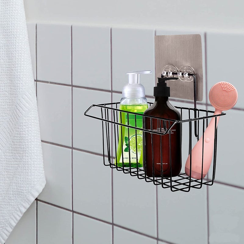 FAYBY Kitchen Sponge Holder Sink Basket Caddy Brush Dishwashing Liquid Drainer Rack | Bathroom Shower Caddy Basket Shelf (Black/White) - Image 3