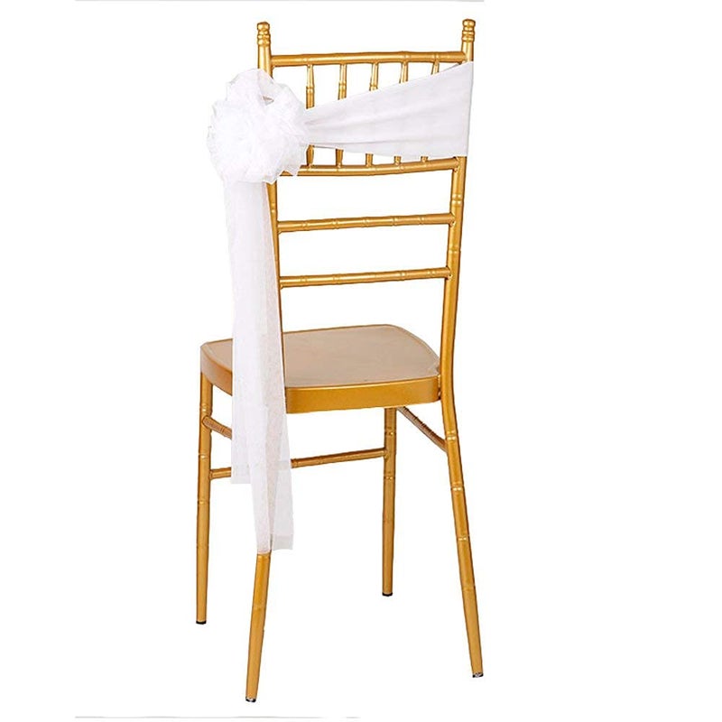 iEventStar iEventStar 10pcs Spandex Stretch Ready to Use Chair Sashes Bows for Beach Wedding Party Decoration White 