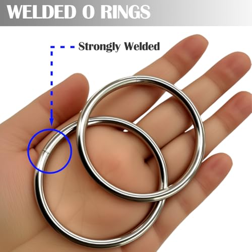 Ewparts Metal Rings 2 inch Macrame Metal Rings for Crafts for Macrame Plant Hangers Dog Collars 10 Pack 5mm Thick Welded Heavy Duty O Ring 2 in Buckle 50mm O Rings for Jewellry Making,Sewing - Image 3