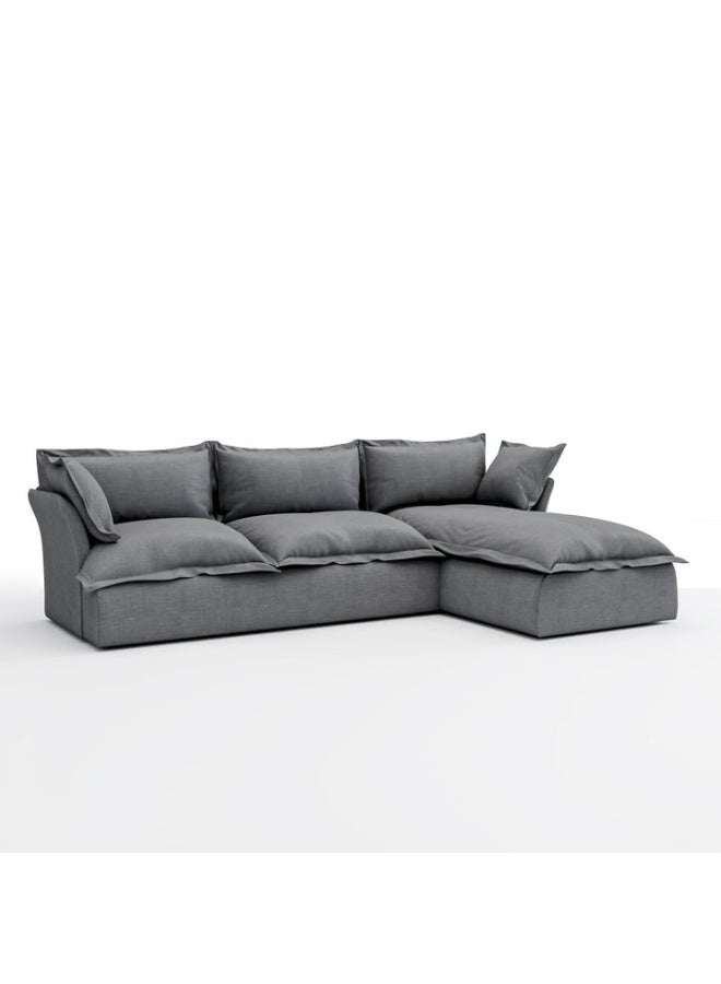 ariika Haven L-Shape Sofa 295 x 172 H:80 cm - Right Chaise Lounge- Grey, 100% Polyester Linen Texture Soft Feel, Latex & down alternative filling.