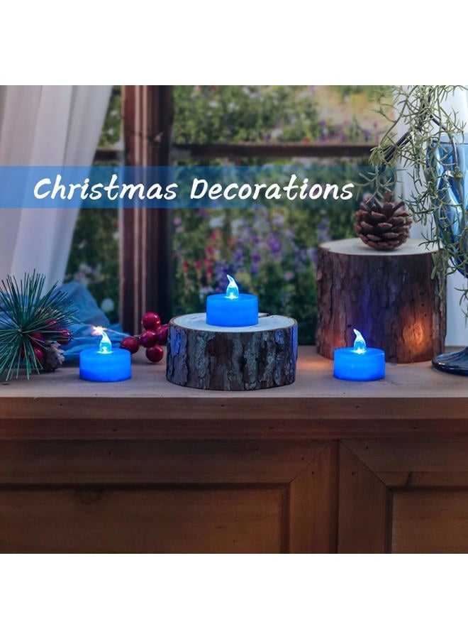 LANKER 24 Pack LED Tea Lights Candles, Flickering Blue Flameless Tealights, Long Lasting Battery Operated Fake Candles, Decoration for Halloween and Christmas (Blue - 24pcs) - Image 3