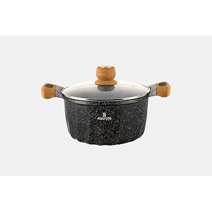 28Cm FamilySize Cooking Pot  78 L Aluminum Soup Casserole With Glass Lid  MultiLayer Granite Coating Fixed Handle Oven Safe  100 PfoaFree