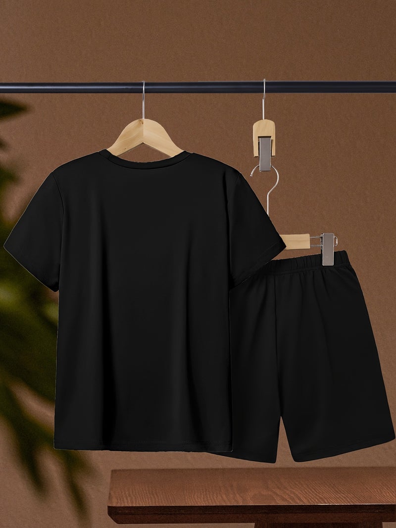 Boys' Sports Loose Round Neck T-Shirt Shorts Suit New Casual Short-Sleeved Pants Two-Piece Set Of Men'S Clothes - Image 3