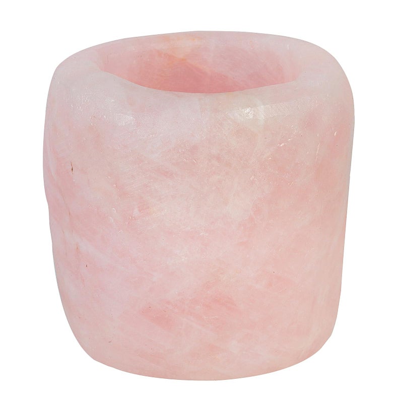 rockcloud Natural Raw Rose Quartz Taper Tea Light Candle Holder Air Plant Holder Healing Stone Home Decoration Figurine - Image 1