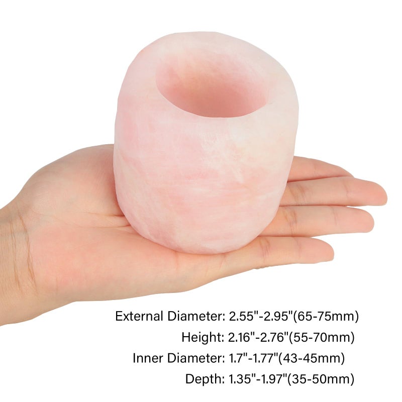 rockcloud Natural Raw Rose Quartz Taper Tea Light Candle Holder Air Plant Holder Healing Stone Home Decoration Figurine - Image 2