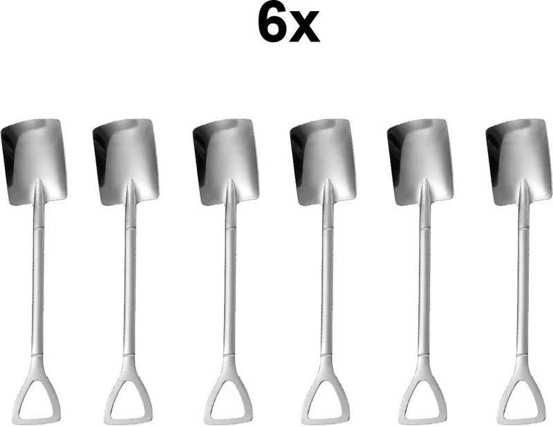 شافين Stainless Steel 6 Pieces Silver Shovel Model Dessert Fruit and Ice Cream Spoon CIN755B