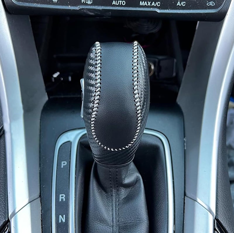 ACTOOLE PU Carbon Fiber Gear Shift Knob Cover for Ford Focus 2012 2013 2014 2015 2016/ Ford Fiesta 2014 2015 2016 / Ford Fusion S,Ford Fusion SE 2013 2014 2015 2016/ Focus Gear Shift Knob Cover - Image 3