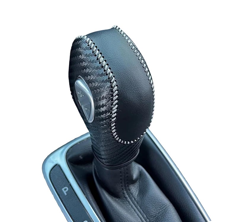 ACTOOLE PU Carbon Fiber Gear Shift Knob Cover for Ford Focus 2012 2013 2014 2015 2016/ Ford Fiesta 2014 2015 2016 / Ford Fusion S,Ford Fusion SE 2013 2014 2015 2016/ Focus Gear Shift Knob Cover - Image 1