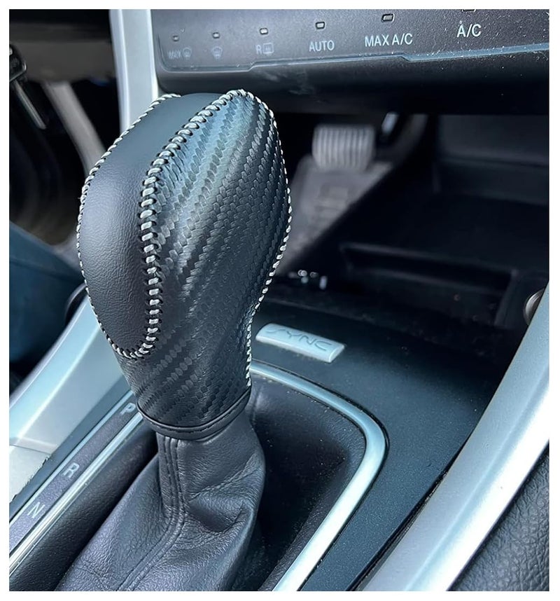 ACTOOLE PU Carbon Fiber Gear Shift Knob Cover for Ford Focus 2012 2013 2014 2015 2016/ Ford Fiesta 2014 2015 2016 / Ford Fusion S,Ford Fusion SE 2013 2014 2015 2016/ Focus Gear Shift Knob Cover - Image 2