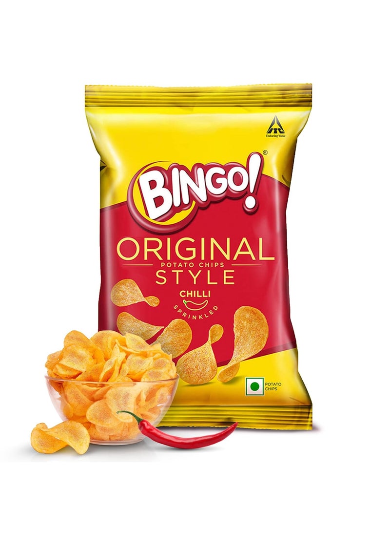 Bingo! Original Style Chilli Sprinkled - Flat Cut Spicy Potato Chips Pack for Snacks,90.7 g/85 g/78 g (Weight may vary) - Image 1