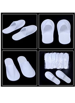 Yuwell 12 Pairs Disposable Spa Slippers Fluffy Closed Toe Spa Slippers For Hotel, Home, Guest Use, Fits Up To US Men And Women  - Image 3