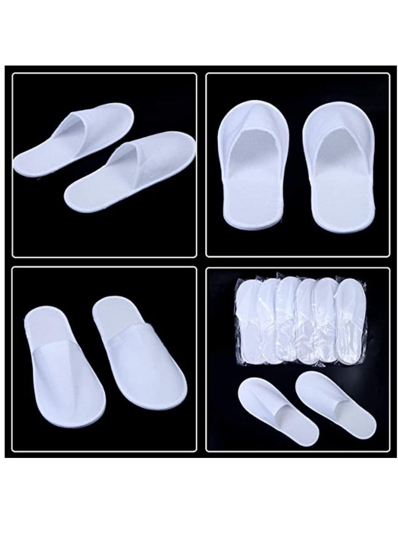 Yuwell 12 Pairs Disposable Spa Slippers Fluffy Closed Toe Spa Slippers For Hotel, Home, Guest Use, Fits Up To US Men And Women - Image 3