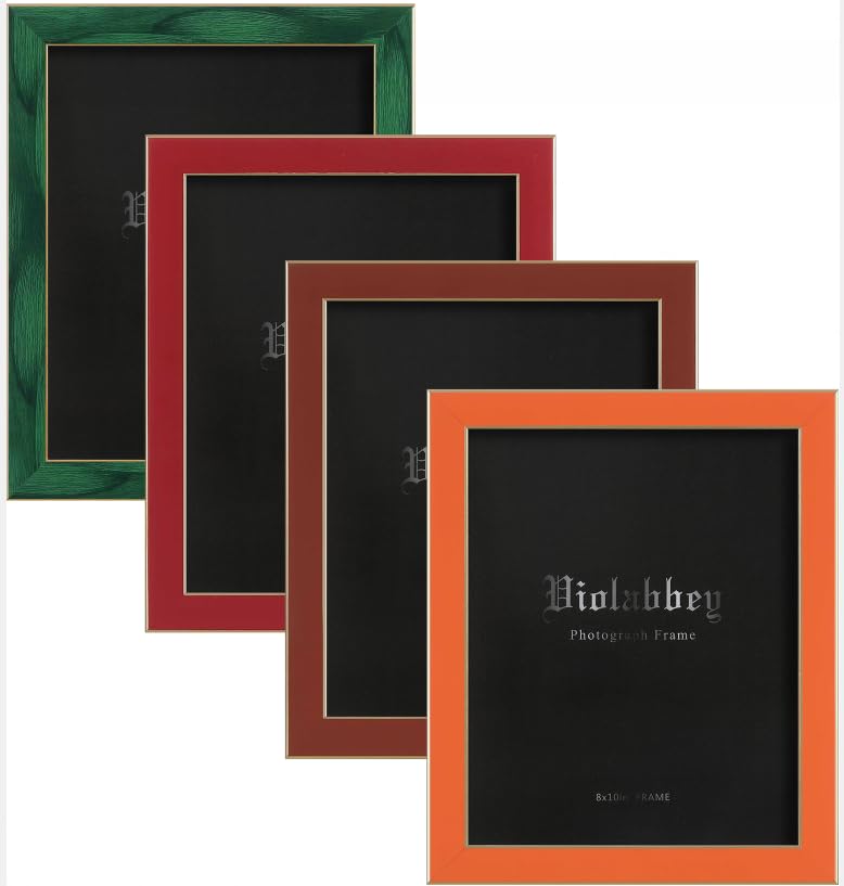 VIOLABBEY 8x10 picture frame set of 4 Modern photo frame with HD Real Glass Family Friends Gift for Halloween and Christmas Wall Mounted or Tabletop Display