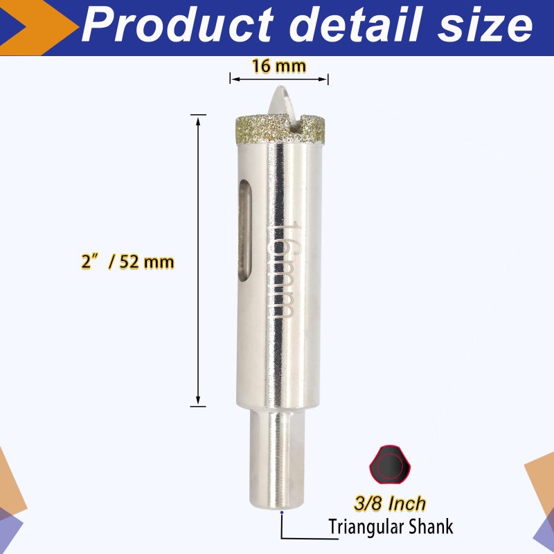 DaduoRi 5/8" Diamond Hole Saw with Pilot Bit, DaduoRi 5/8 Inch Tile Drill Bits for Granite, Ceramics, Porcelain Tiles, Marble, Glass, Stones, 1 1/2" Depth of Cut for Thick Countertops (16mm) - Image 3