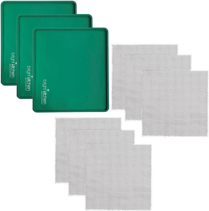 Bright Kitchen 3 Edge Fruit Leather Silicone + 6 Mesh Screen Dehydrator Sheets Compatible With Cosori Premium CP267-FD Non Stick Dryer Mats for Jerky, Fruit, Herbs, Chips, Flax Crackers Crusts Tray Lip Liners - Image 1