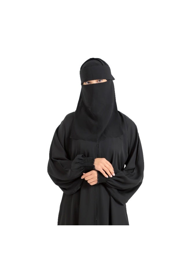 بدون اسم نقاب نسائي من BedoonEssm | قماش كوري | غطاء أنف/وجه بطبقة واحدة (نقاب إسلامي) | شريط مطاطي مخفي | غطاء نصف العين | لازك (فيلكرو) في الخلف | اللون: أسود | جاهز للارتداء فورًا | غطاء أنف ونقاب | رقم الموديل: 7D1L99NO - Image 3