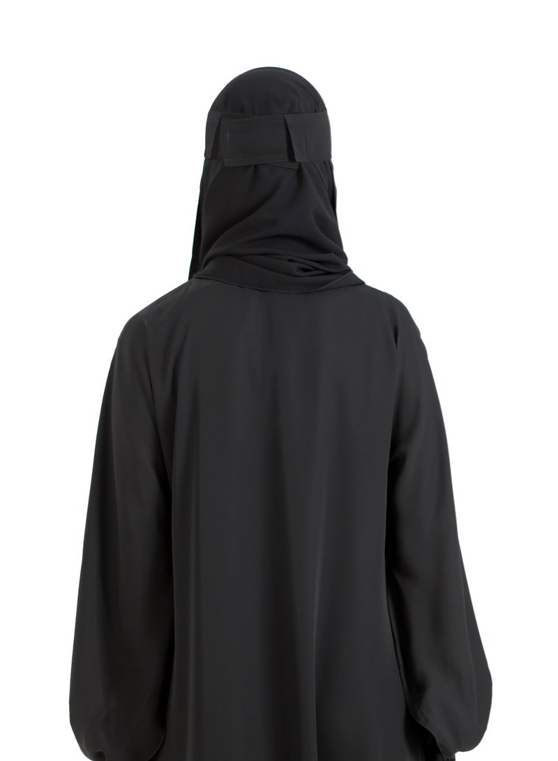 بدون اسم نقاب نسائي من BedoonEssm | قماش كوري | غطاء أنف/وجه بطبقة واحدة (نقاب إسلامي) | شريط مطاطي مخفي | غطاء نصف العين | لازك (فيلكرو) في الخلف | اللون: أسود | جاهز للارتداء فورًا | غطاء أنف ونقاب | رقم الموديل: 7D1L99NO - Image 4