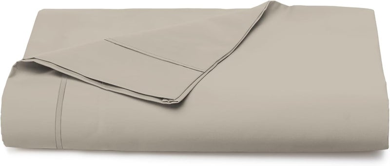 PIZUNA 100% Cotton Flat Sheet King Size 300x280 cm Simply Taupe 1 PC, 400 Thread Count Luxurious Long Staple Cotton Sateen Weave Bed Sheet Simply Taupe (ملاءة سرير مسطحة من القطن 100%) - Image 1