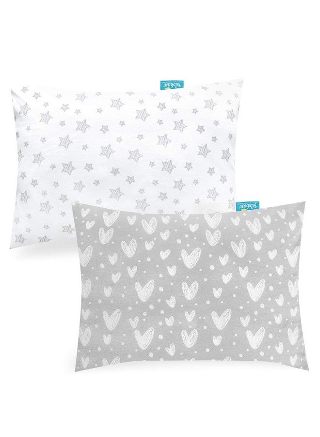 Biloban Baby Toddler Pillowcase 2 Pack 100% Jersey Cotton Ultra Soft Kids For Sleeping Fit Pillow Sized 13"X 18" Or 14"X19" Gray Envelope Style Travel Girls Boys - Image 1