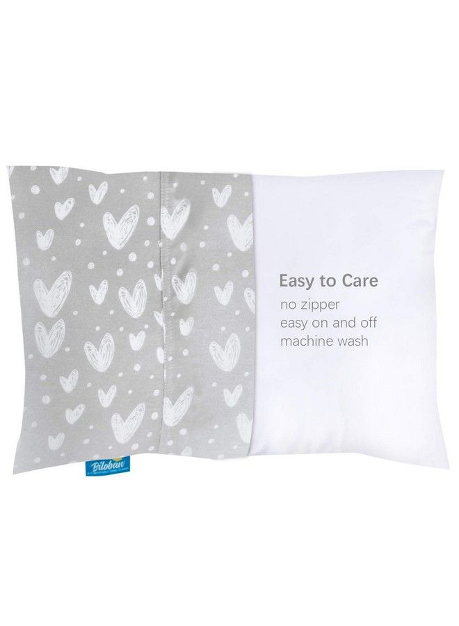 Baby Toddler Pillowcase 2 Pack 100% Jersey Cotton Ultra Soft Kids For Sleeping Fit Pillow Sized 13"X 18" Or 14"X19" Gray Envelope Style Travel Girls Boys