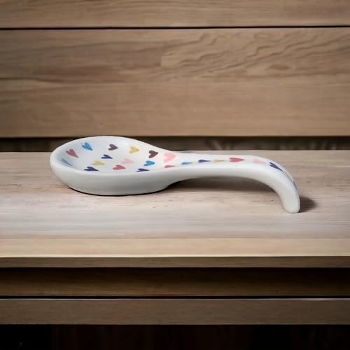 Malaikah Ceramic Spoon Rest Sky Blue Polka Print Hand-Made, Ideal for Kitchen, Tableware, Cutlery Rest, Pack of 1 - Image 4