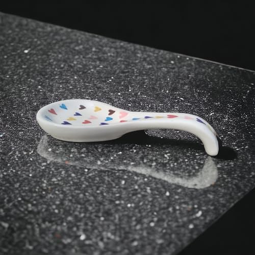 Malaikah Ceramic Spoon Rest Sky Blue Polka Print Hand-Made, Ideal for Kitchen, Tableware, Cutlery Rest, Pack of 1 - Image 2