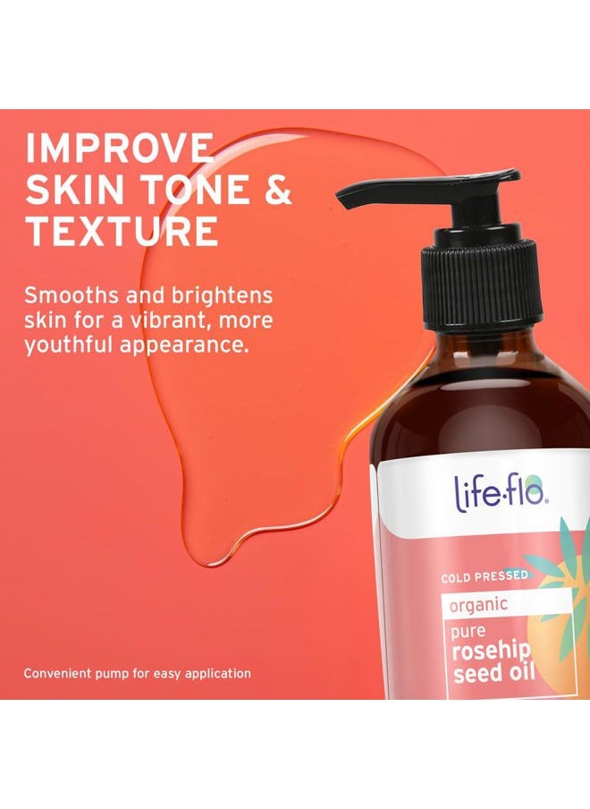 Life-flo - Pure Organic Rosehip Seed Oil, Hydrating Face Oil, Dry Skin Care, Cold Pressed from Organic Rose Hips, Rich in Fatty Acids and Vitamin A (Retinol), Hypoallergenic, 60-Day Guarantee, 4oz - Image 1