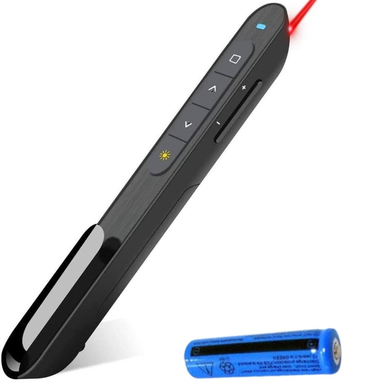 COOLCOLD Laser Pointer | Up to 20m Wireless Range | Wireless Presenter for Presentation, Slide Changer, USB Power Point Remote Control Pen PPT Controller with Clip | Black - 1 Year Warranty - Image 1