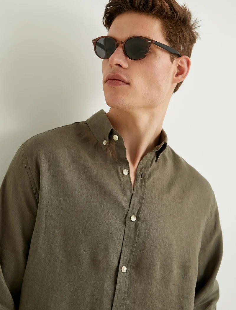 كوتون Linen Shirt Classic Neck
