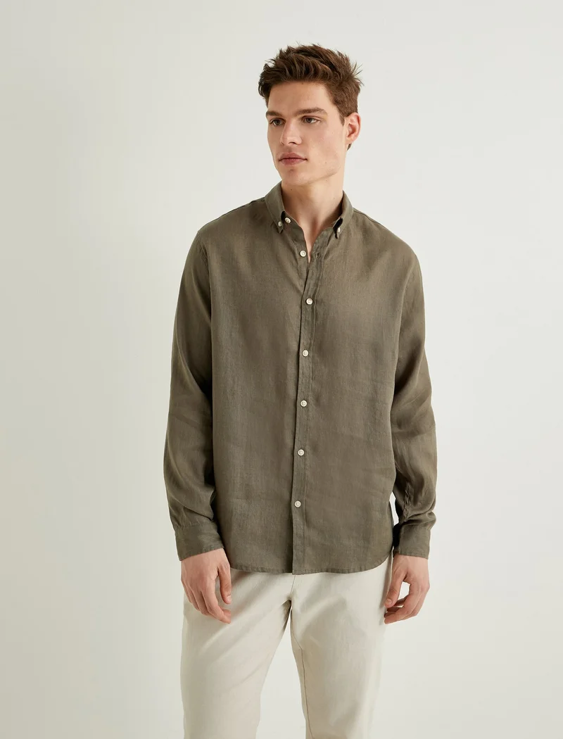 كوتون Linen Shirt Classic Neck