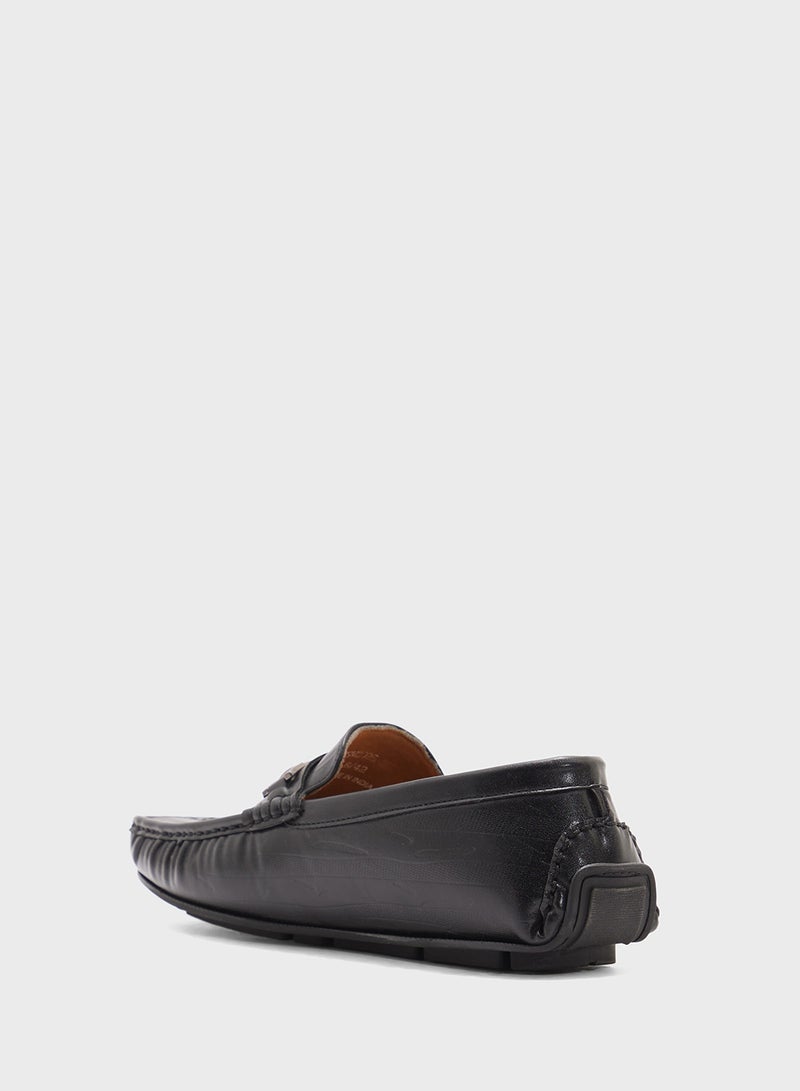 Robert Wood Trim Detail Textured Loafers  - Image 2