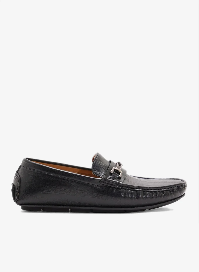 Robert Wood Trim Detail Textured Loafers