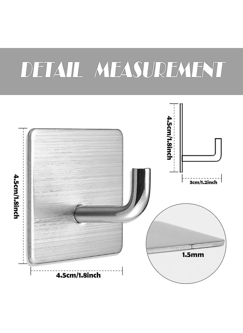 Boniry Boniry 4 Pack Wall Adhesive Hooks Waterproof Stainless Steel Wall HookBest Use Kitchen and Bathroom self Adhesive Hooks Heavy Duty for Towel and Kitchen Accessories Item J Hook Square Silver  - Image 2