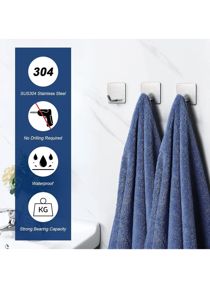 Boniry Boniry 4 Pack Wall Adhesive Hooks Waterproof Stainless Steel Wall HookBest Use Kitchen and Bathroom self Adhesive Hooks Heavy Duty for Towel and Kitchen Accessories Item J Hook Square Silver  - Image 5