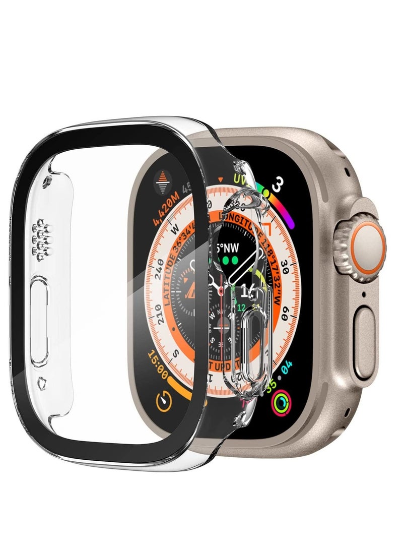 ELTRAZONE 9H Tempered Glass Screen Protector Sport Rugged Bumper for Apple Watch Ultra 49mm, Crystal Clear - Image 1