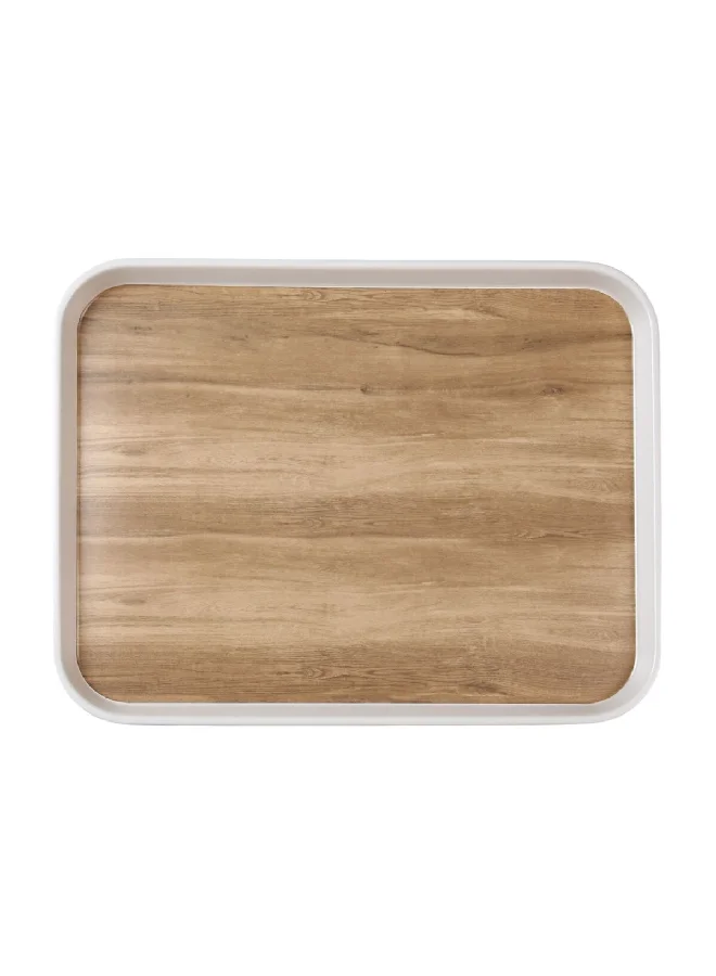 Felli Elegant Design Melamine Rectangular Serving Tray Brown and White 2 x 38 x 29 cm Y1K150029-PK044