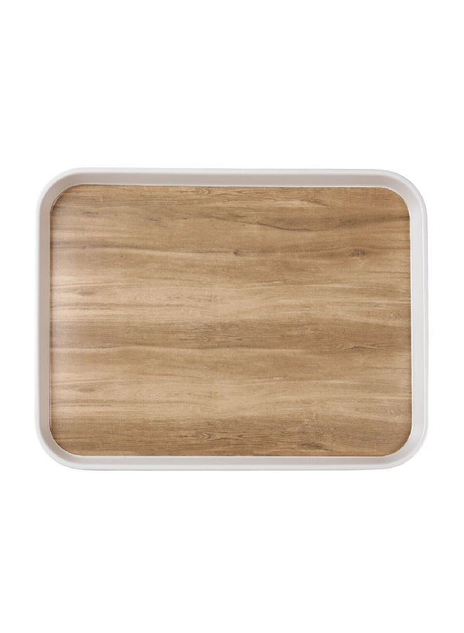 فيلي صينية تقديم مستطيلة أنيقة من الميلامين باللونين البني والأبيض  ×  ×  سم