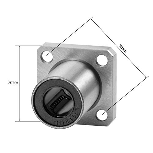 uxcell LMK12UU Square Flange Linear Ball Bearings, 12mm Bore Dia, 21mm OD, 30mm Length(Pack of 2) - Image 3